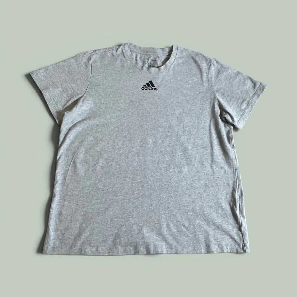 Adidas Essentials Heather Grey Logo T-Shirt Mens XL Short Sleeve Regular Fit